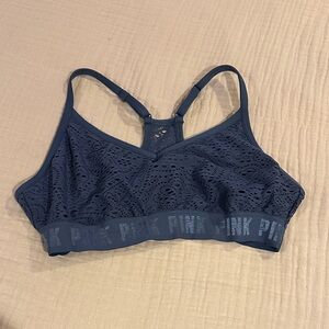 PINK Victoria's Secret Eyelet Sports Bra in Dark Blue